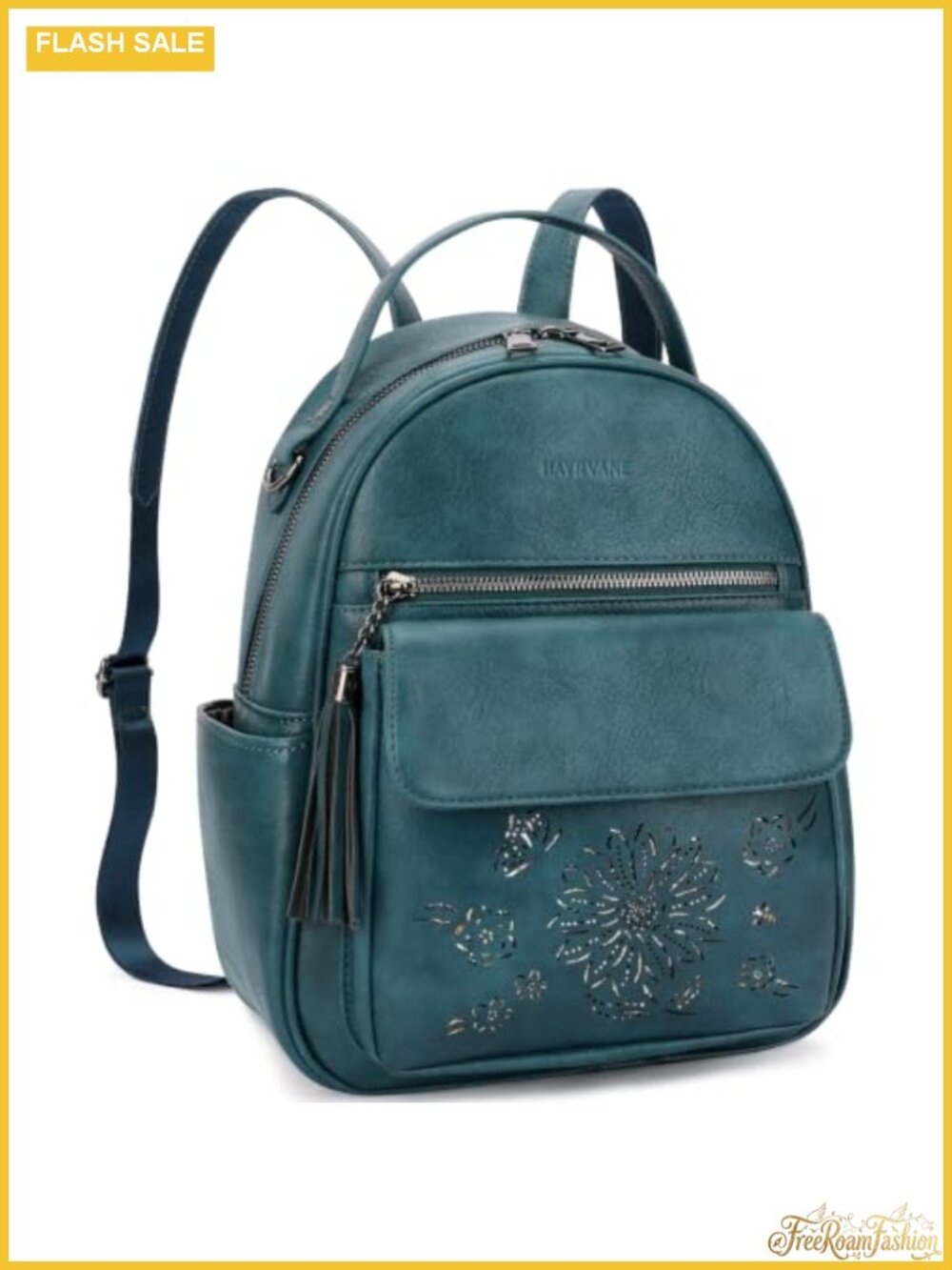 Faux Leather Mini Backpack Purse with Sunflower Design, Lightweight Daypack for